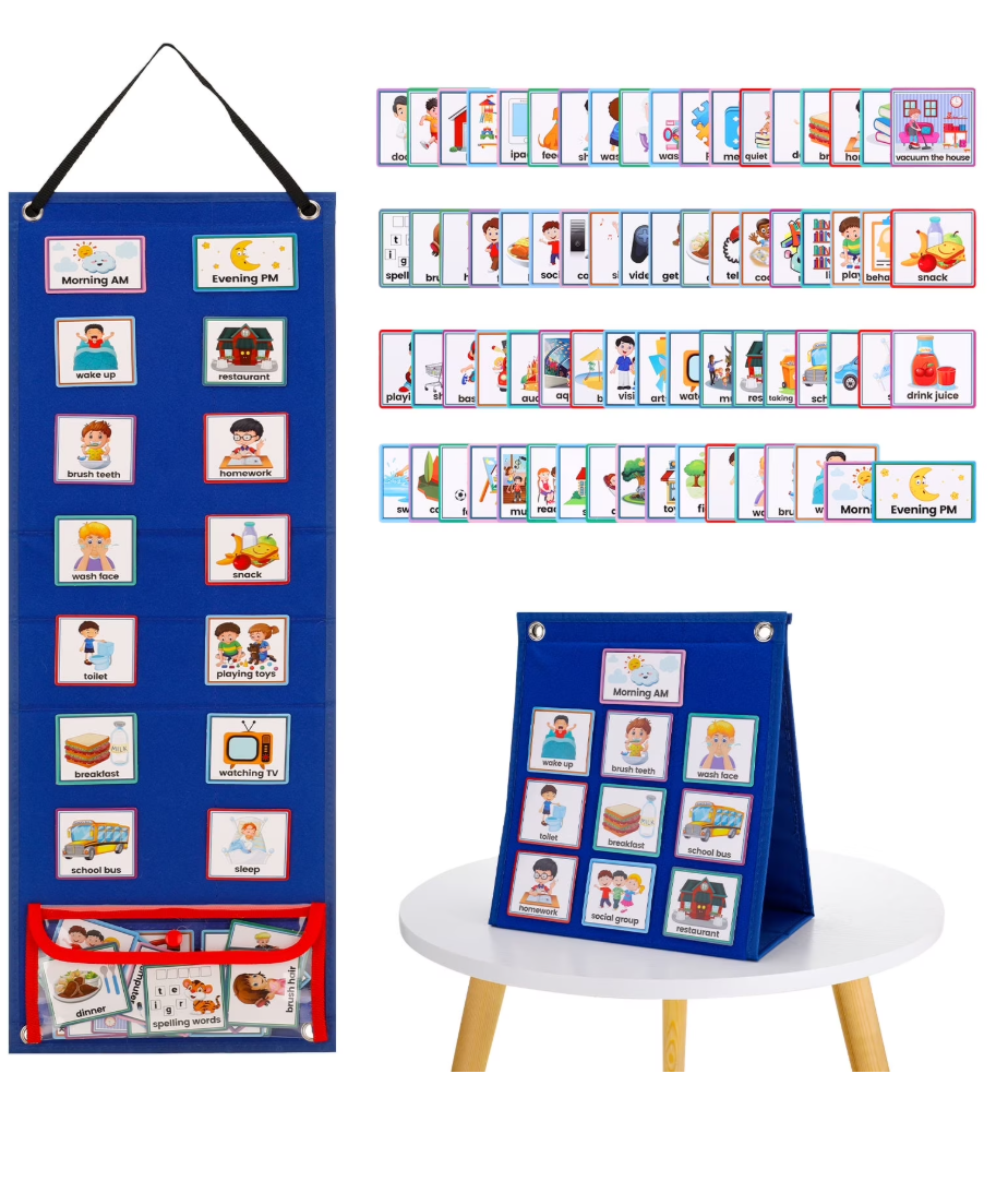 A simple visual schedule or checklist system to support predictability and reduce overwhelm.
